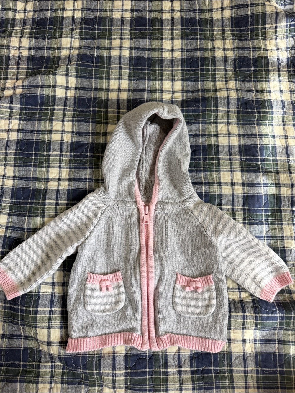 Gymboree Gray and Pink Hooded Knit Zip